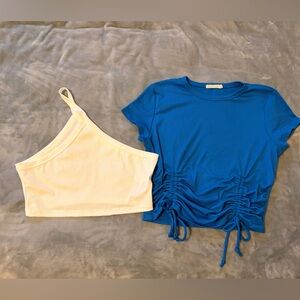 Heart Hips/SHEIN Blue and white crop tops